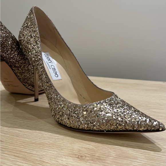 UNWORN AUTHENTIC Jimmy Choo Romy 100 Chunky Glitter Heel Size 40 MSRP $775 - Picture 5 of 8